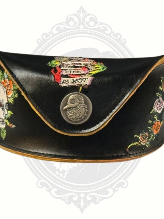 Ed Hardy Death Is Certain Skull Sunglasses EHS015 Black Leather Arms + Case main image 6